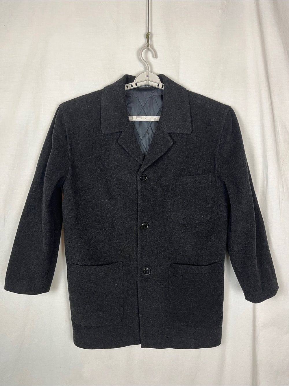 Baracuta Black Wool Recycled Cashmere Blend Button Up Men's Coat